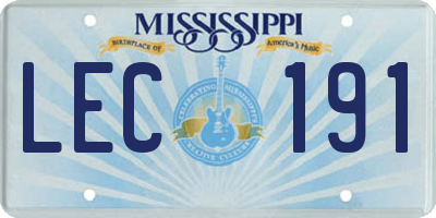MS license plate LEC191