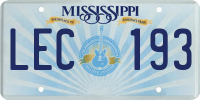 MS license plate LEC193