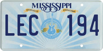 MS license plate LEC194