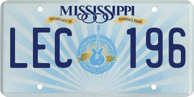 MS license plate LEC196