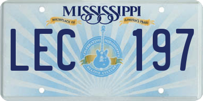 MS license plate LEC197
