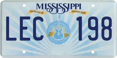 MS license plate LEC198