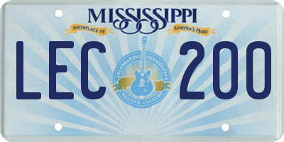 MS license plate LEC200