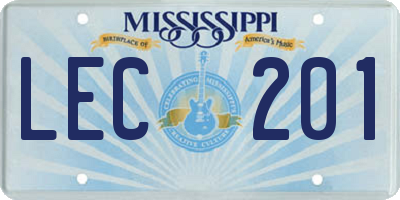 MS license plate LEC201