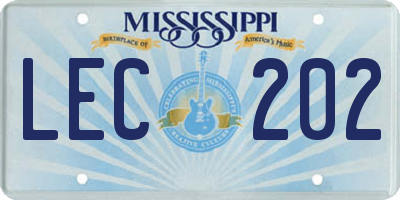 MS license plate LEC202