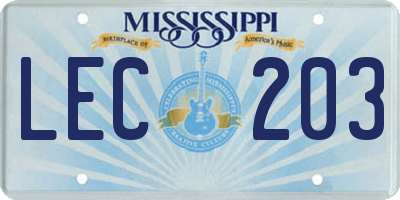 MS license plate LEC203