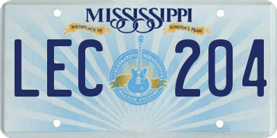 MS license plate LEC204