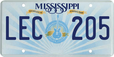MS license plate LEC205