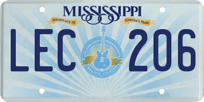 MS license plate LEC206