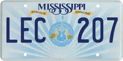 MS license plate LEC207