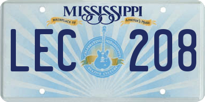 MS license plate LEC208