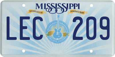 MS license plate LEC209