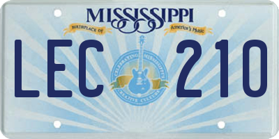 MS license plate LEC210