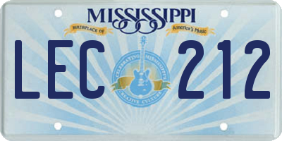 MS license plate LEC212