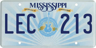 MS license plate LEC213