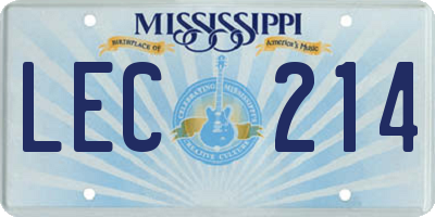 MS license plate LEC214