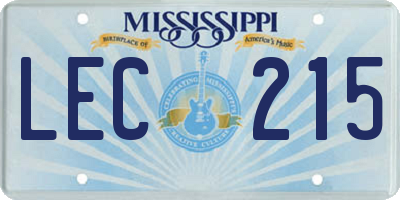 MS license plate LEC215