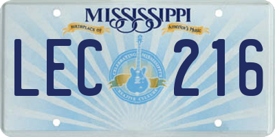 MS license plate LEC216