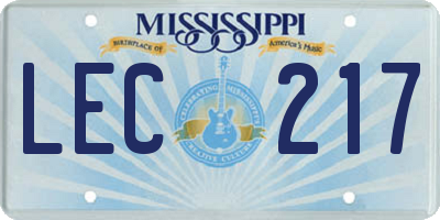 MS license plate LEC217