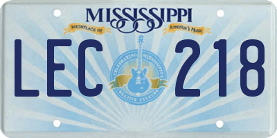 MS license plate LEC218