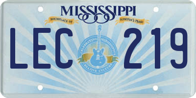 MS license plate LEC219