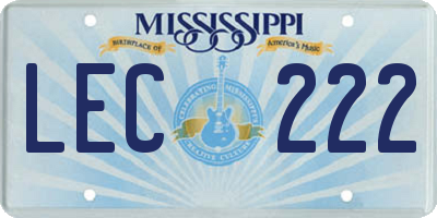 MS license plate LEC222