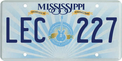 MS license plate LEC227