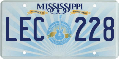 MS license plate LEC228
