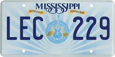 MS license plate LEC229