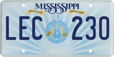 MS license plate LEC230