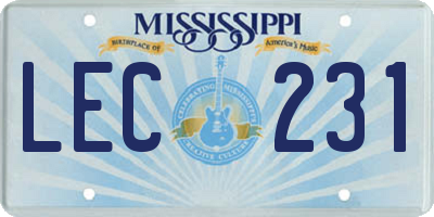MS license plate LEC231