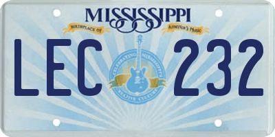 MS license plate LEC232