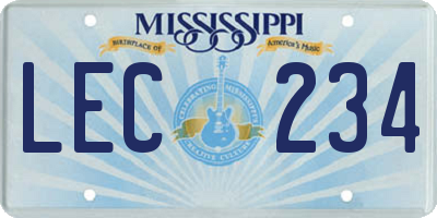 MS license plate LEC234
