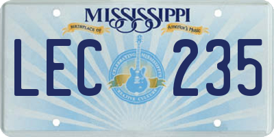 MS license plate LEC235