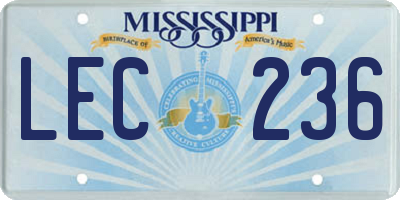 MS license plate LEC236