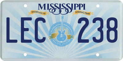 MS license plate LEC238