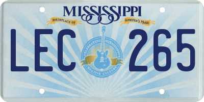 MS license plate LEC265