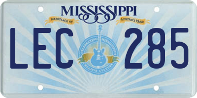 MS license plate LEC285