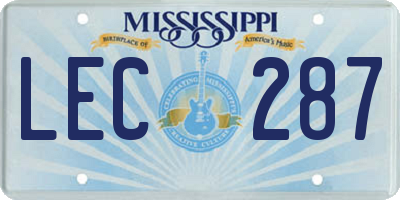 MS license plate LEC287