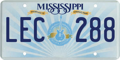 MS license plate LEC288