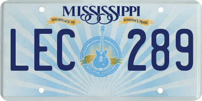 MS license plate LEC289