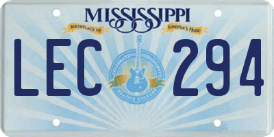 MS license plate LEC294