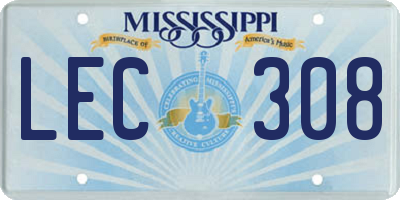 MS license plate LEC308