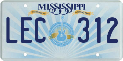 MS license plate LEC312