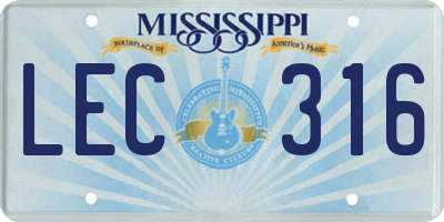 MS license plate LEC316