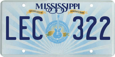 MS license plate LEC322