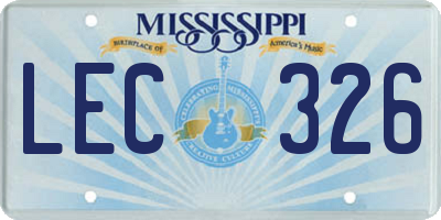 MS license plate LEC326