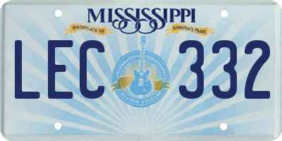 MS license plate LEC332