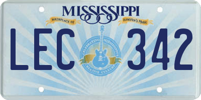 MS license plate LEC342