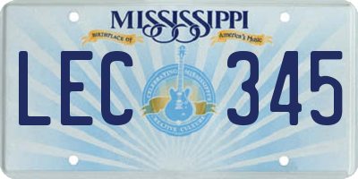 MS license plate LEC345